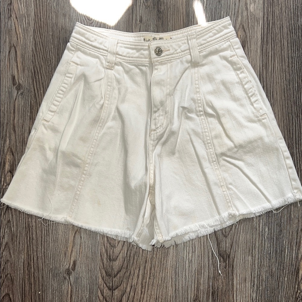 Free People White Bermuda Shorts High-Waisted Casual